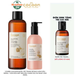 Combo Cocoon Nước Tẩy Trang Bí Đao Giảm Dầu 500ml + Sữa Rửa Mặt Sen Hậu Giang Dịu Da Nhạy Cảm 310ml